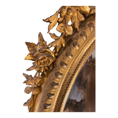 Miroir ancien ovale Napoléon III de style Louis XV 90x142cm