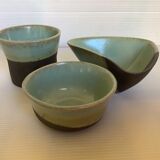 Trio de céramique verte vernie noire mat