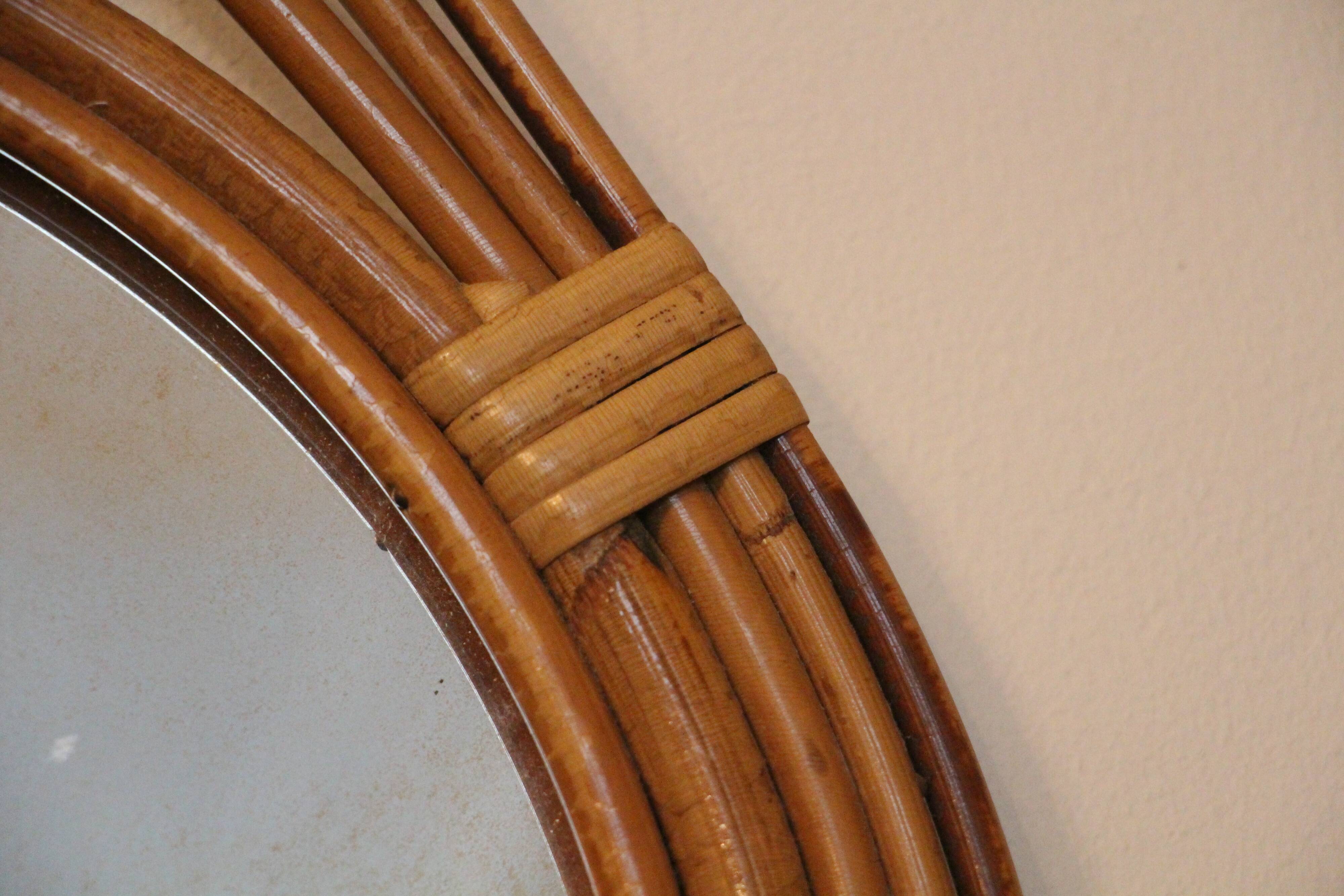 Rattan mirror 70's 34x54cm