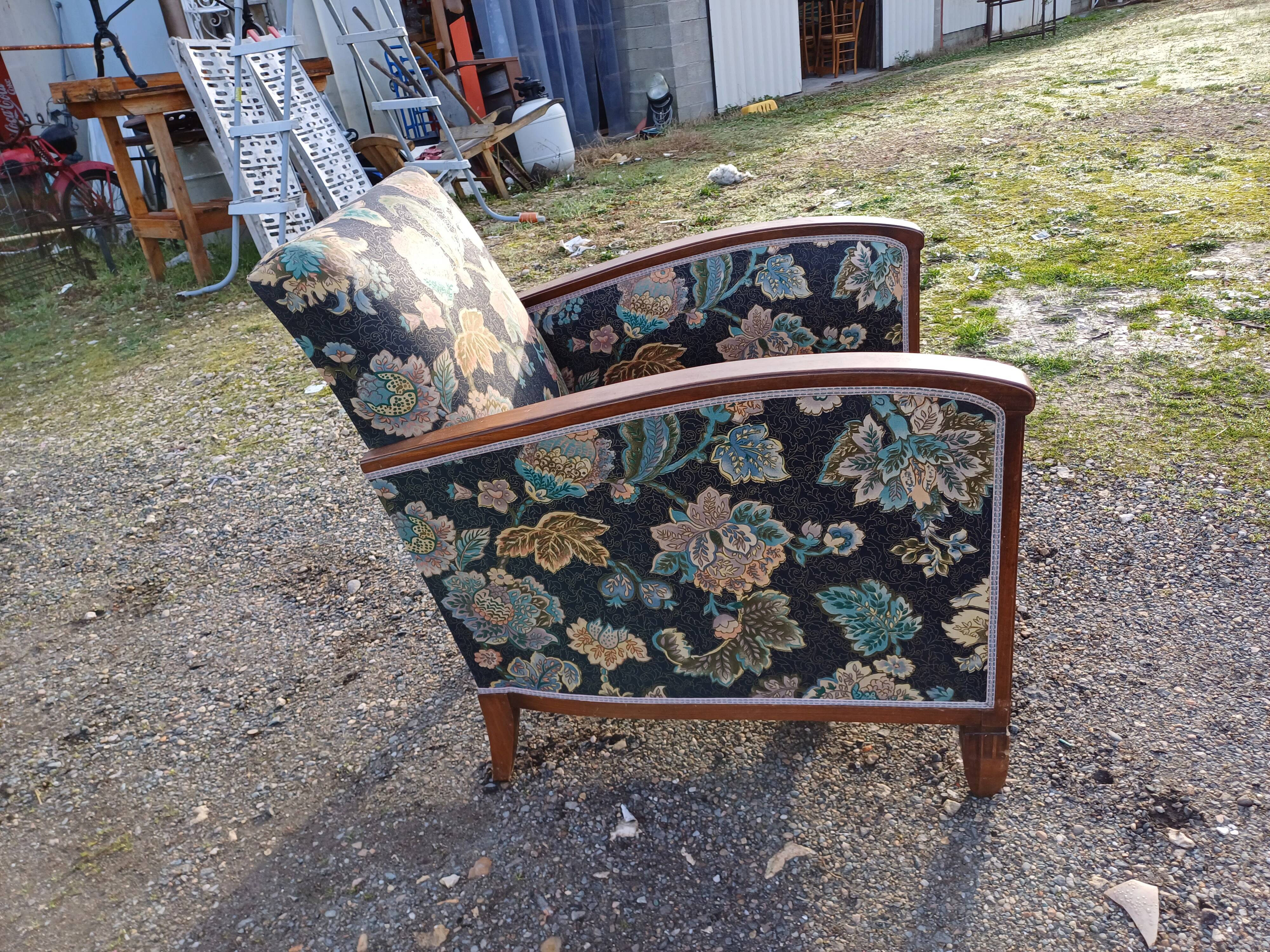 Art deco walnut armchair