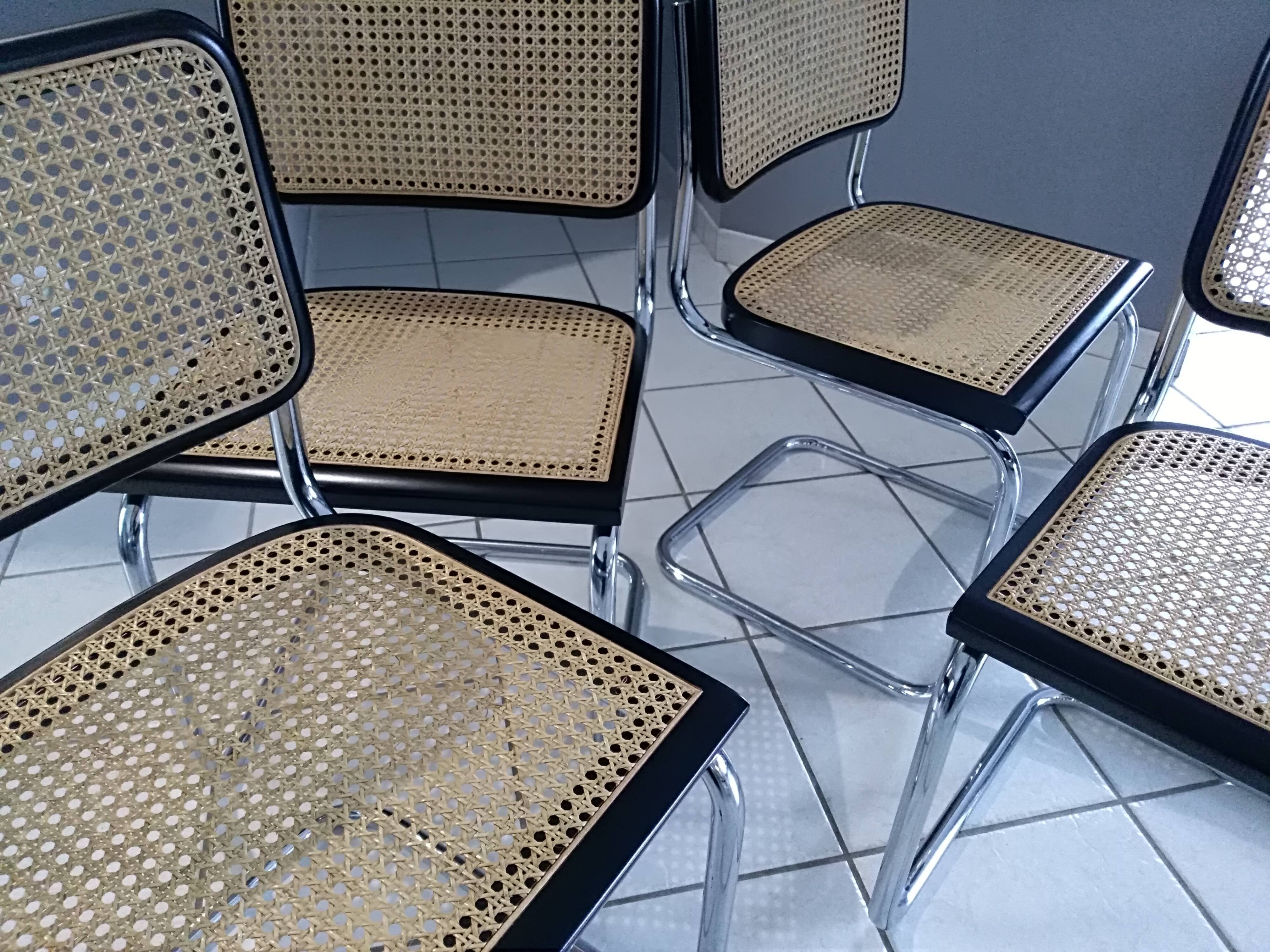Suite de 6 chaises Cesca B32 par Marcel Breuer vintage année 1992