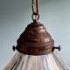 Large Holophane pendant light in transparent grooved glass
