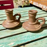 Vintage stoneware candle holders