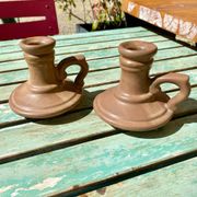 Vintage stoneware candle holders