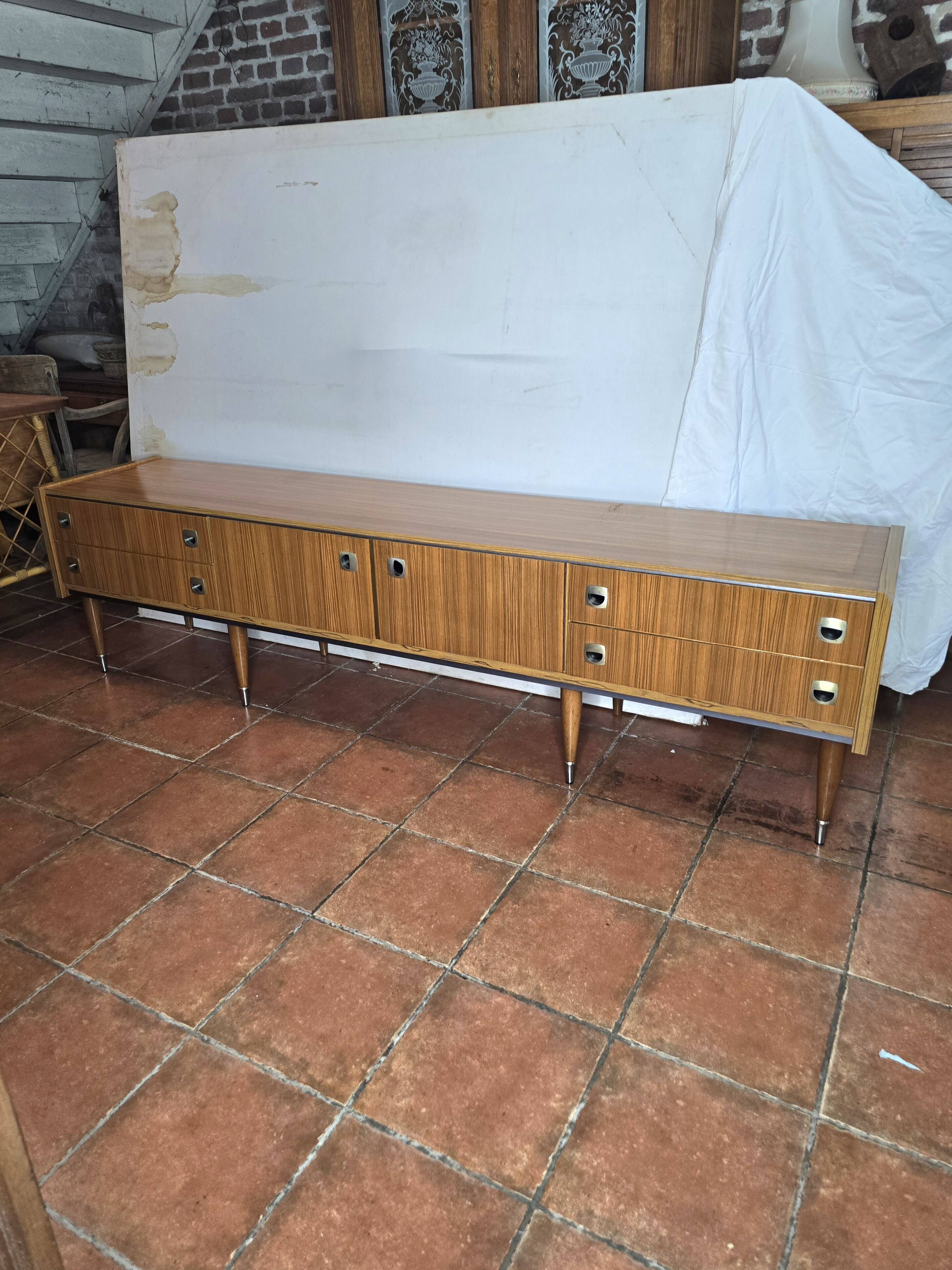 Scandinavian low sideboard from the 60s in teak
