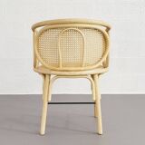 Rattan and cane armchairs, set of 2