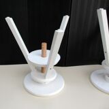 Two wooden screw stools for children