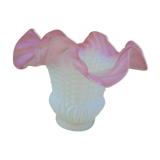 Tulipe en verre pressé blanc et rose