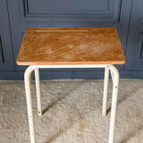 School desk 1960 white lacquered metal wooden top