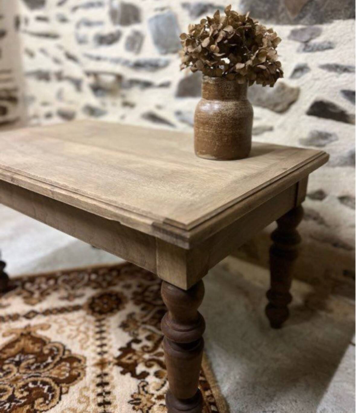 Small wooden coffee table with turned legs
