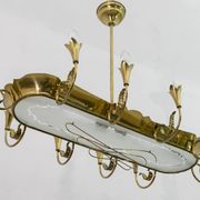 After Pietro Chiesa Italian Brass 12 Lights Candelier Fontana Arte