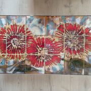Vintage coffee table metal chrome annes 70 painted ceramic sign vallauris la grange