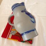 Grey and Cobalt Blue Stoneware Pitcher