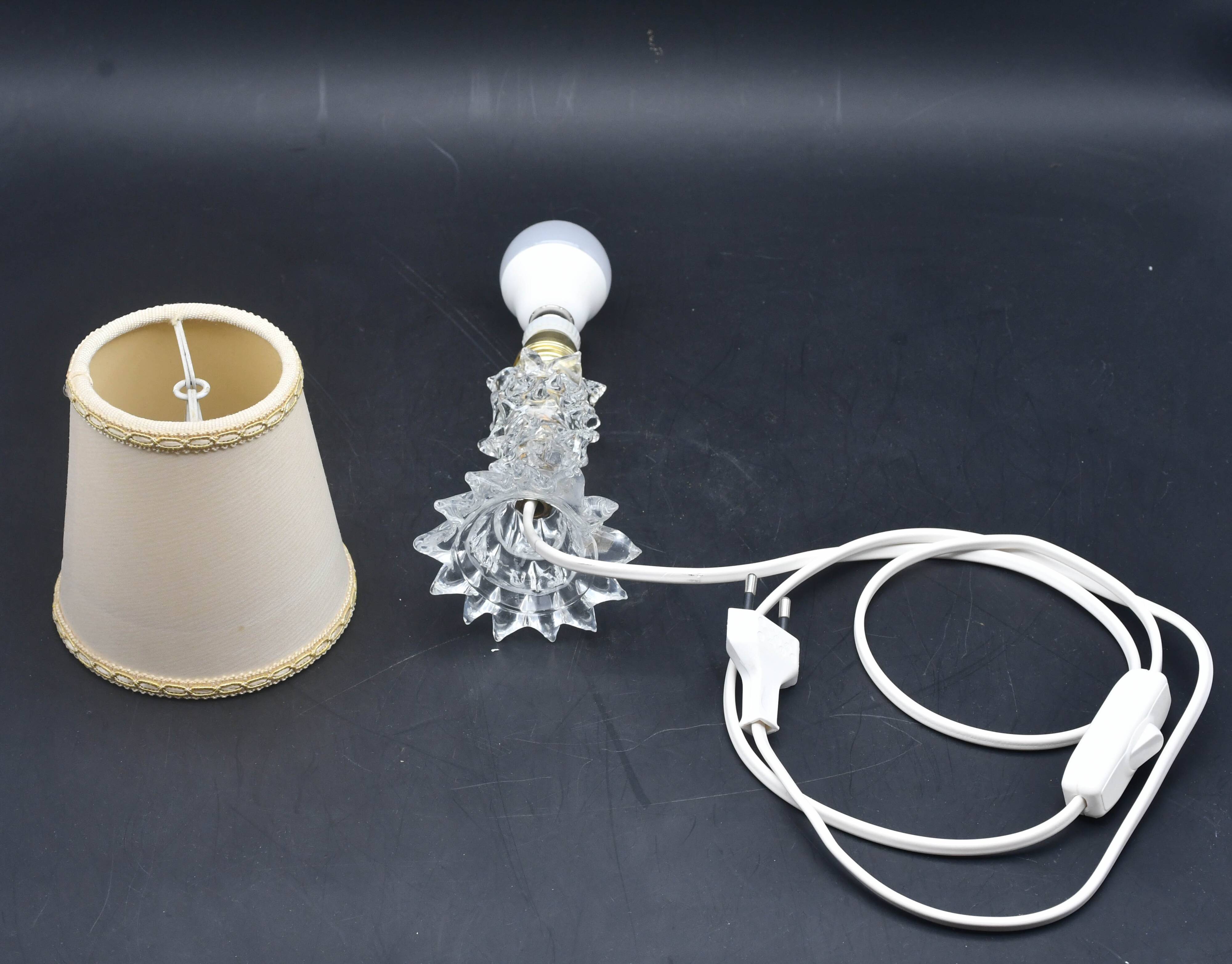 Lampe de table charmante en vase en verre de Murano Rostrato pour Barovier & Toso, années 1940.