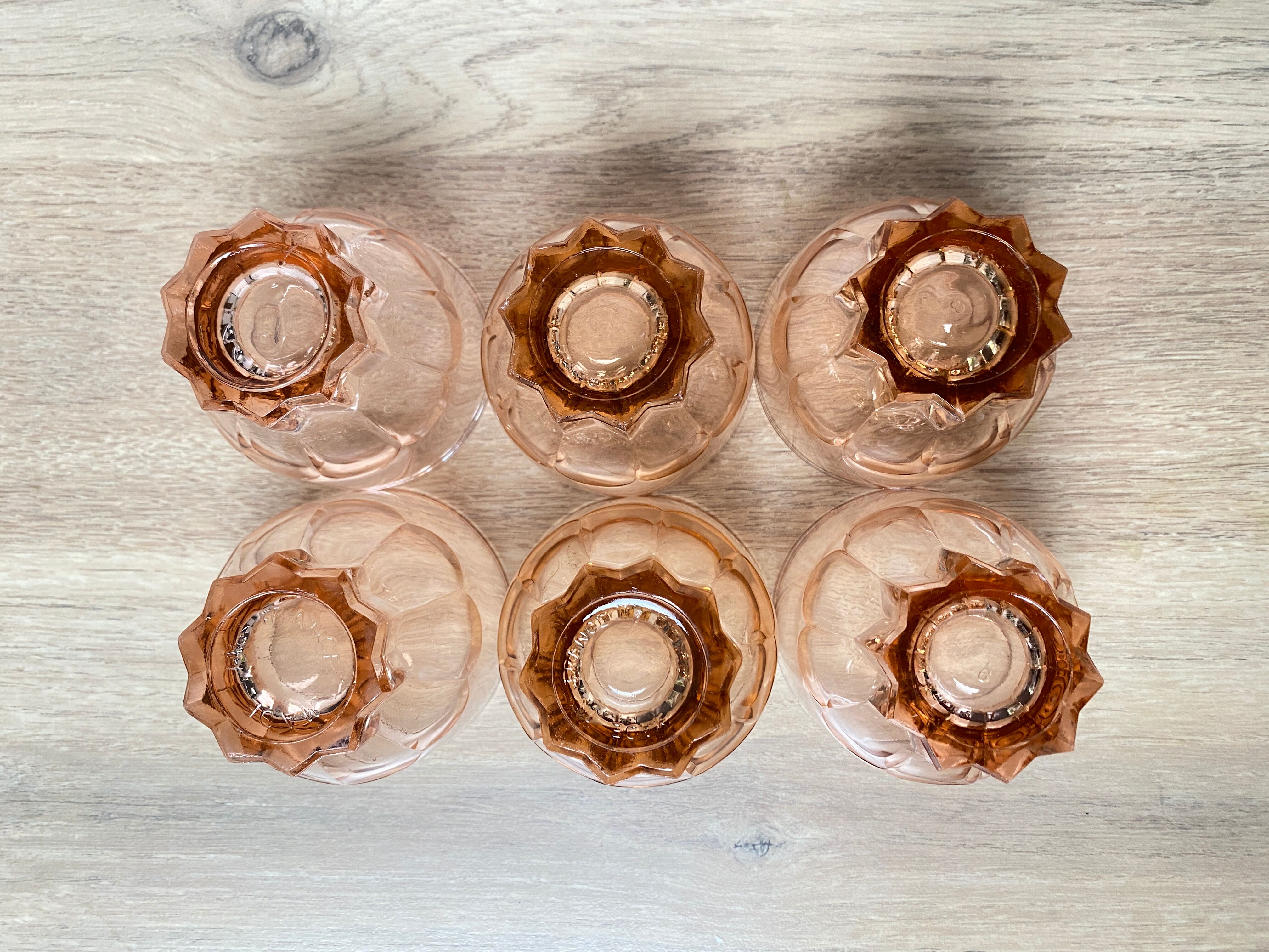 Set de 6 verres vintage Luminarc étoile rose