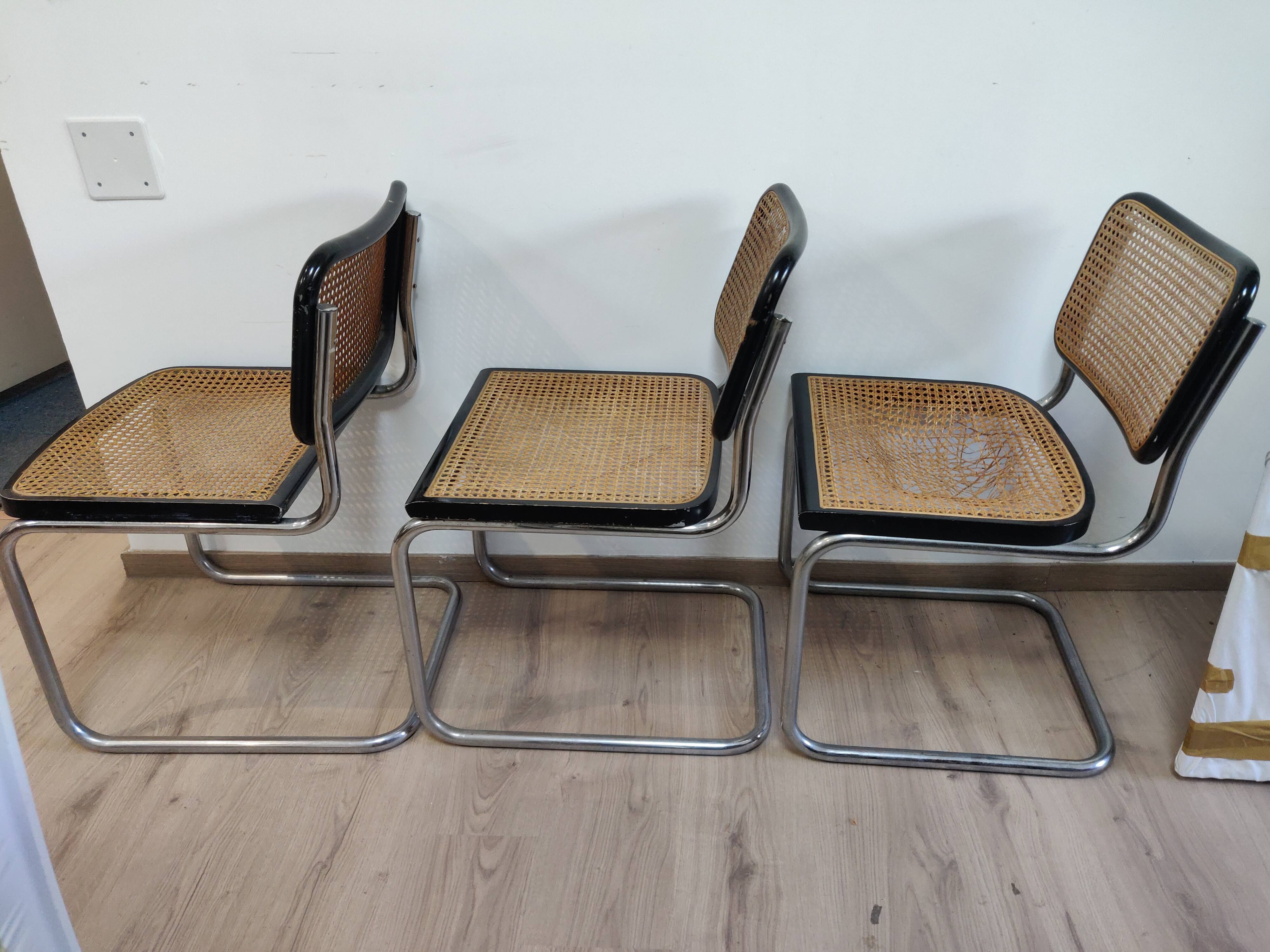 Trio de chaises par marcel breuer modele b 32