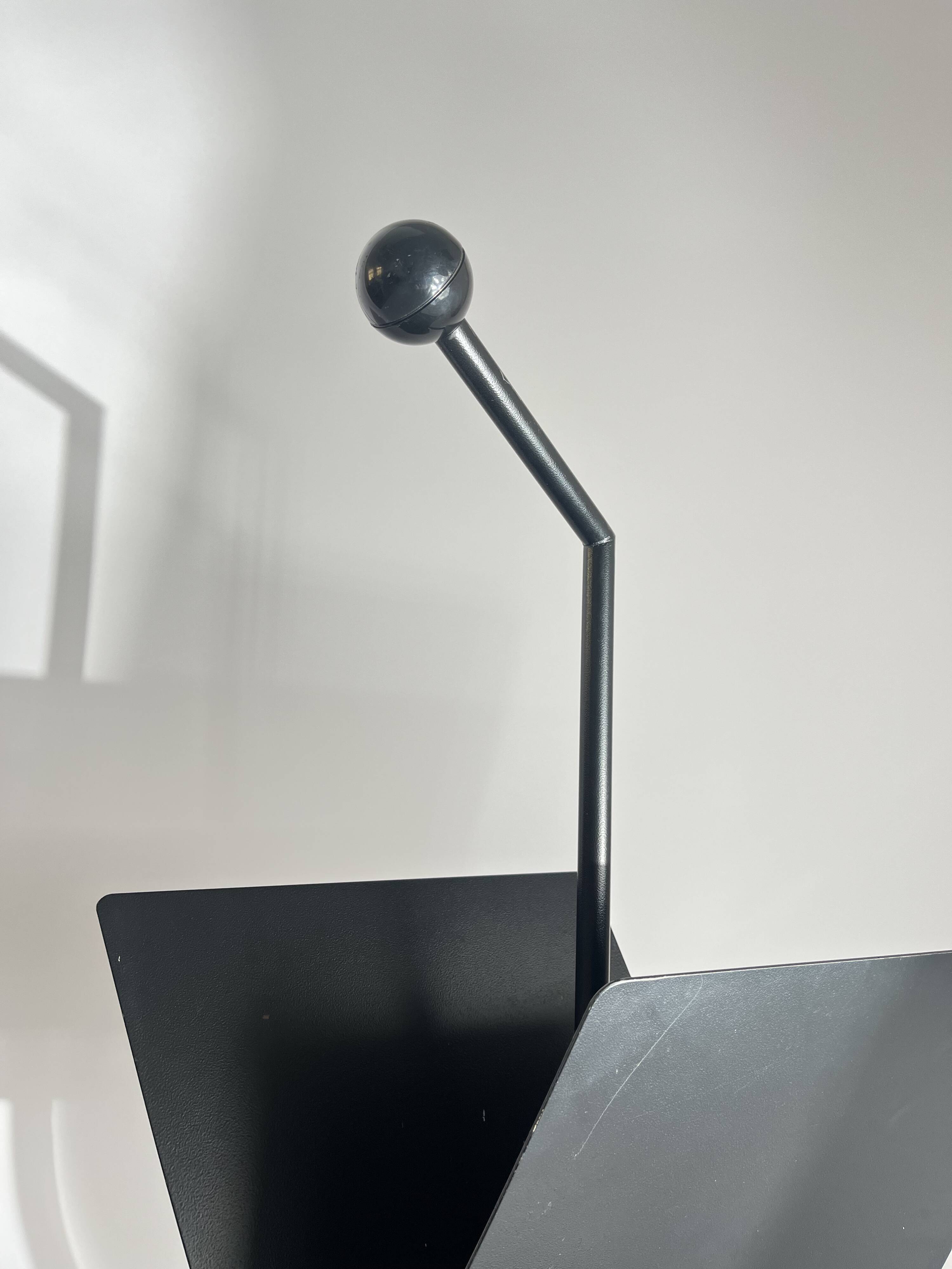 Vintage Postmodernist Black Metal Magazine Rack, Italy, 1980s