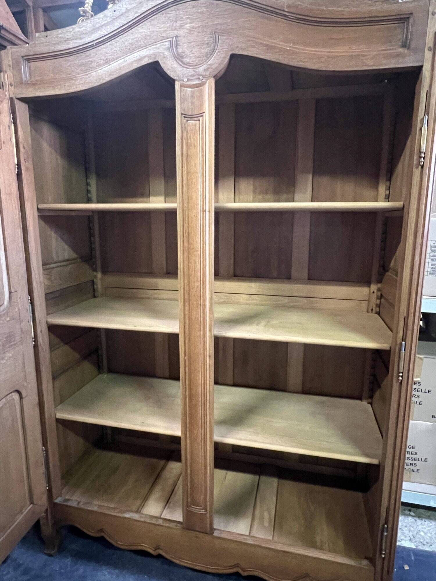 Pair of high-quality solid oak Norman wardrobes, "Cauchoise" model from the 1960s-1970s.