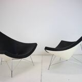 Set of Two Leather Original George Nelson Coconut Chairs, Vitra