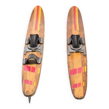 Skis nautiques vintage ayant appartenu au champion du monde Dick Pope JR - Icône sportive rare