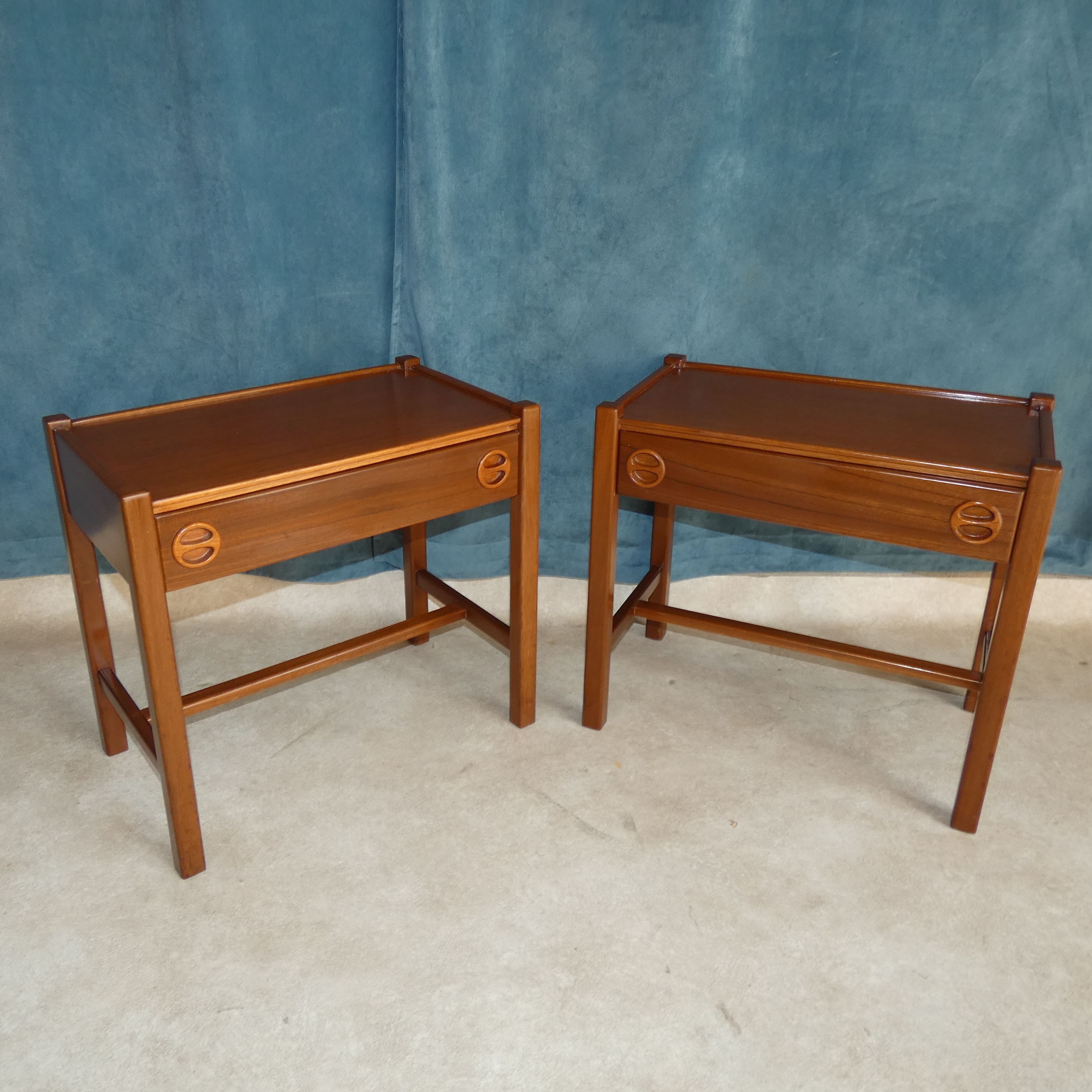 Pair of bedside tables in teak veneer circa 1970 scandinavian work
