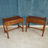 Pair of bedside tables in teak veneer circa 1970 scandinavian work