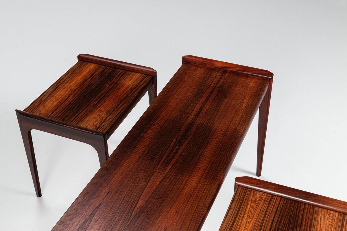 Erling Torvits nesting tables in rosewood Heltborg Mobler Denmark 1960