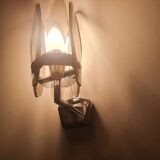 Pair of vintage Italian chrome wall sconces with smoked glass
