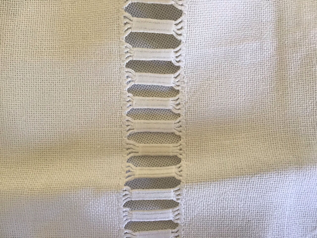 Embroidered white linen tablecloth, square