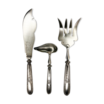 Silver metal fish set, era