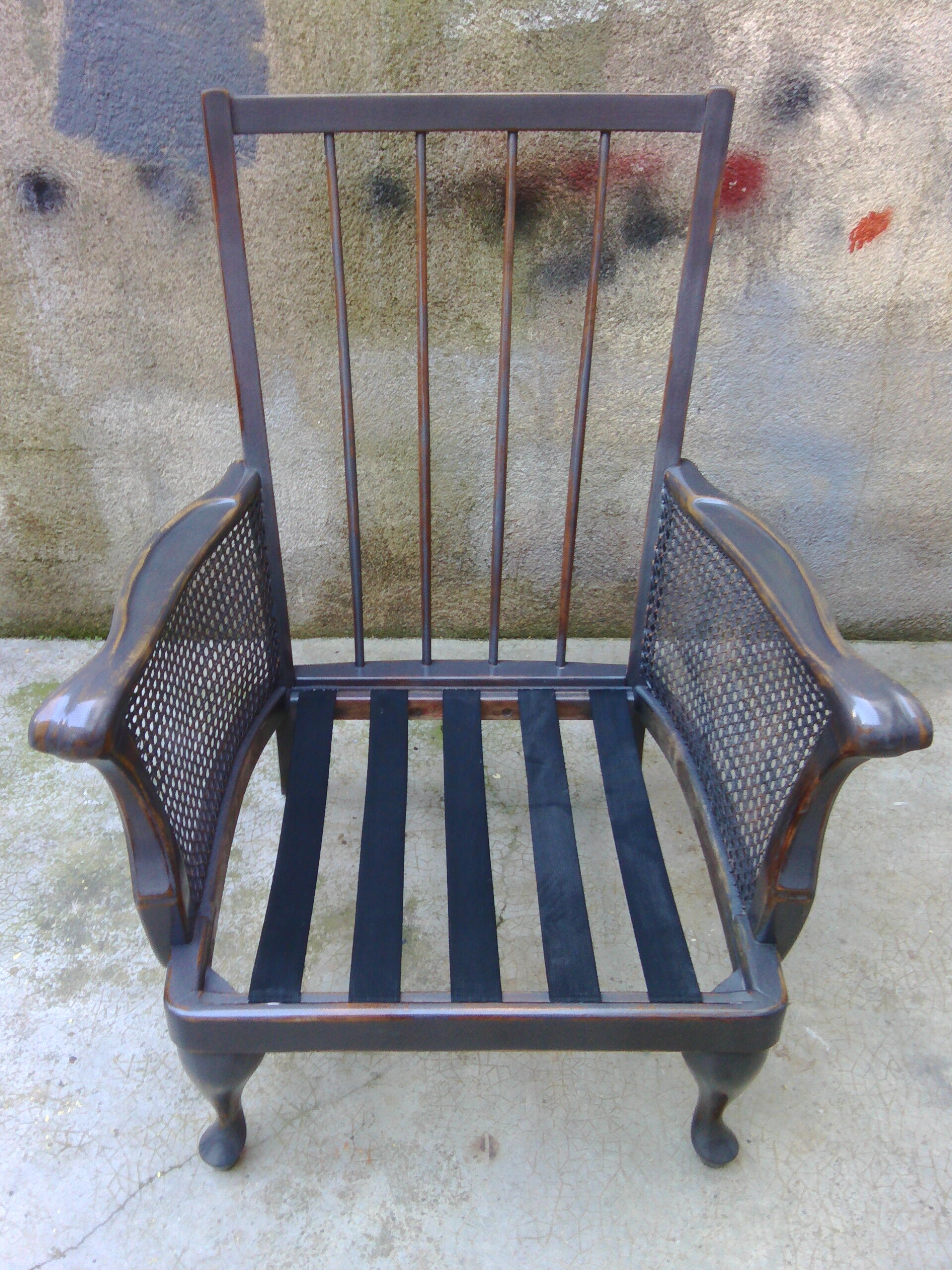 1950s vintage wooden armchair and caning