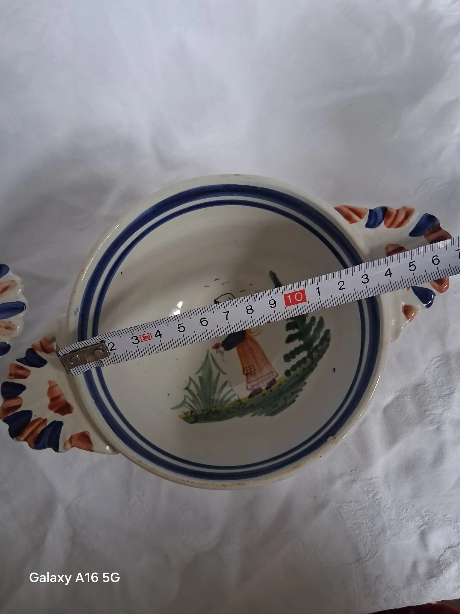 Set of three antique earthenware bowls from HB Quimper, signed.