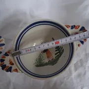 Set of three antique earthenware bowls from HB Quimper, signed.