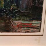 Huile sur toile titre "la pergola" signée années 1950/60 xxème siècle