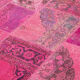 Handmade anatolian overdyed 200 cm x 300 cm pink patchwork carpet