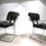 Mariani Tucroma set of two leather dining chairs by Guido Faleschini, 1970