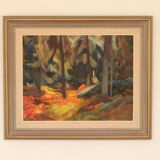 Original Mid Century Swedish Oil on Canvas – “Pine Forest” by Frans Be