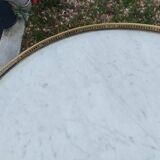 Table bouillotte ancienne avec plateau marbre style louis xvi