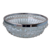 Bowl or glass dish with a metal rim