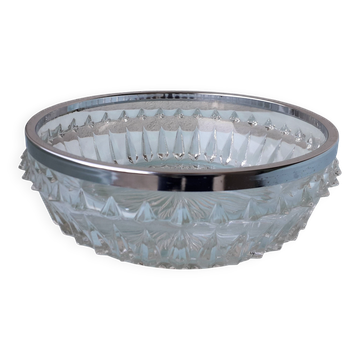 Coupe ou saladier en verre et bord en métal