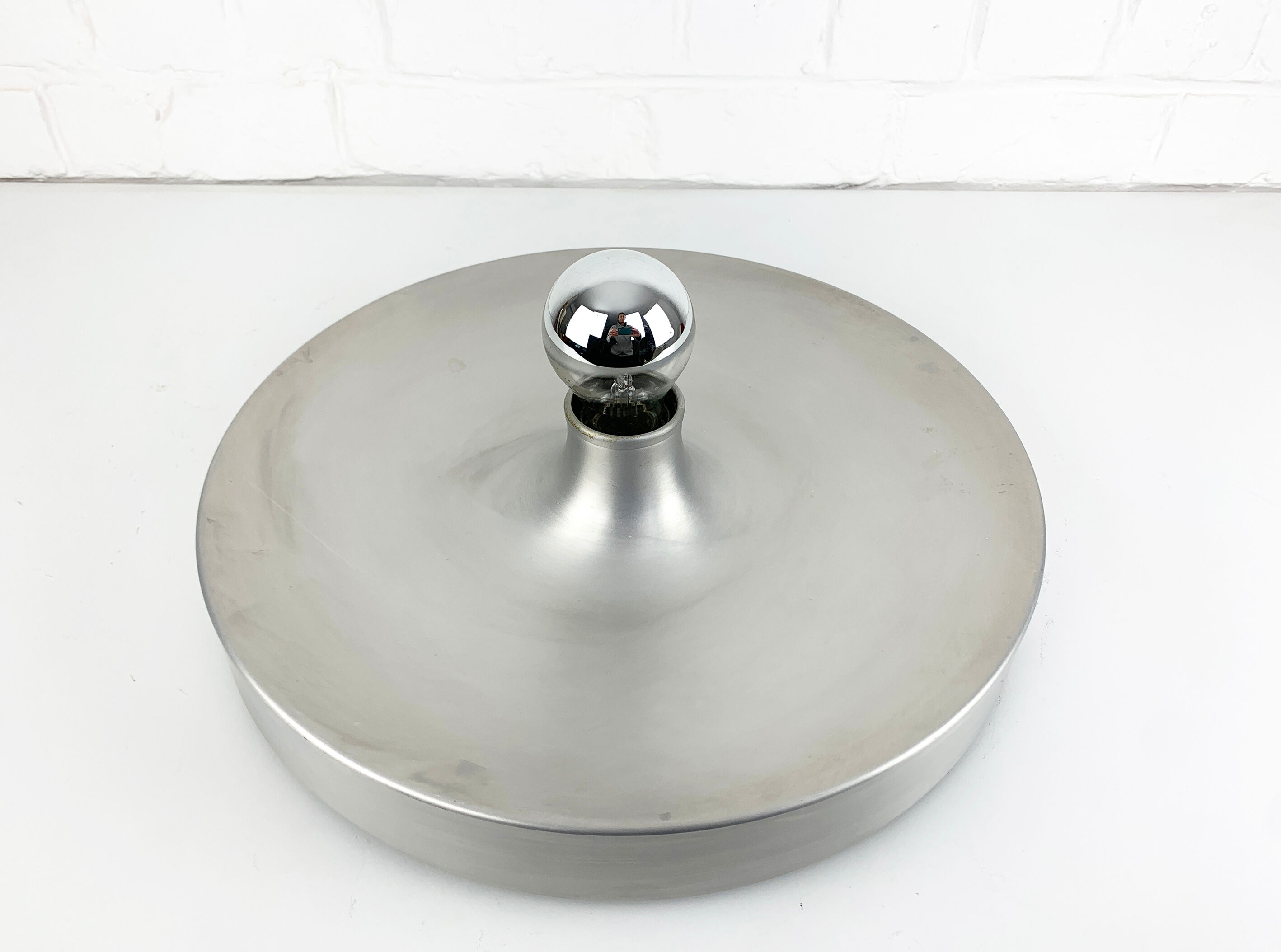 Space age wall lamp by Staff Leuchten in aluminum, Flush Light, 1960-70s