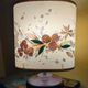 Vintage bedside lamp 60s 70s wooden base dried flower lampshade