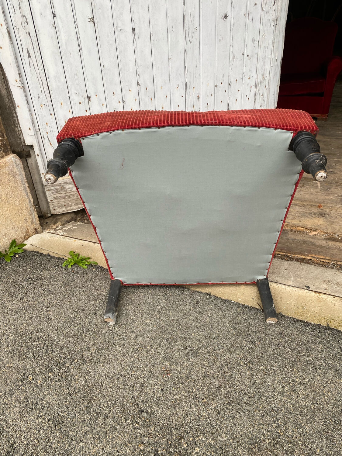 English velvet armchair