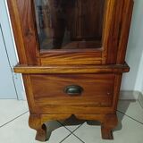 Mahogany column showcase, 1 glass door, 1 drawer, 5 wooden shelves