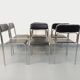 Set of 6 vintage Italian stackable chairs in chrome metal and faux leather.