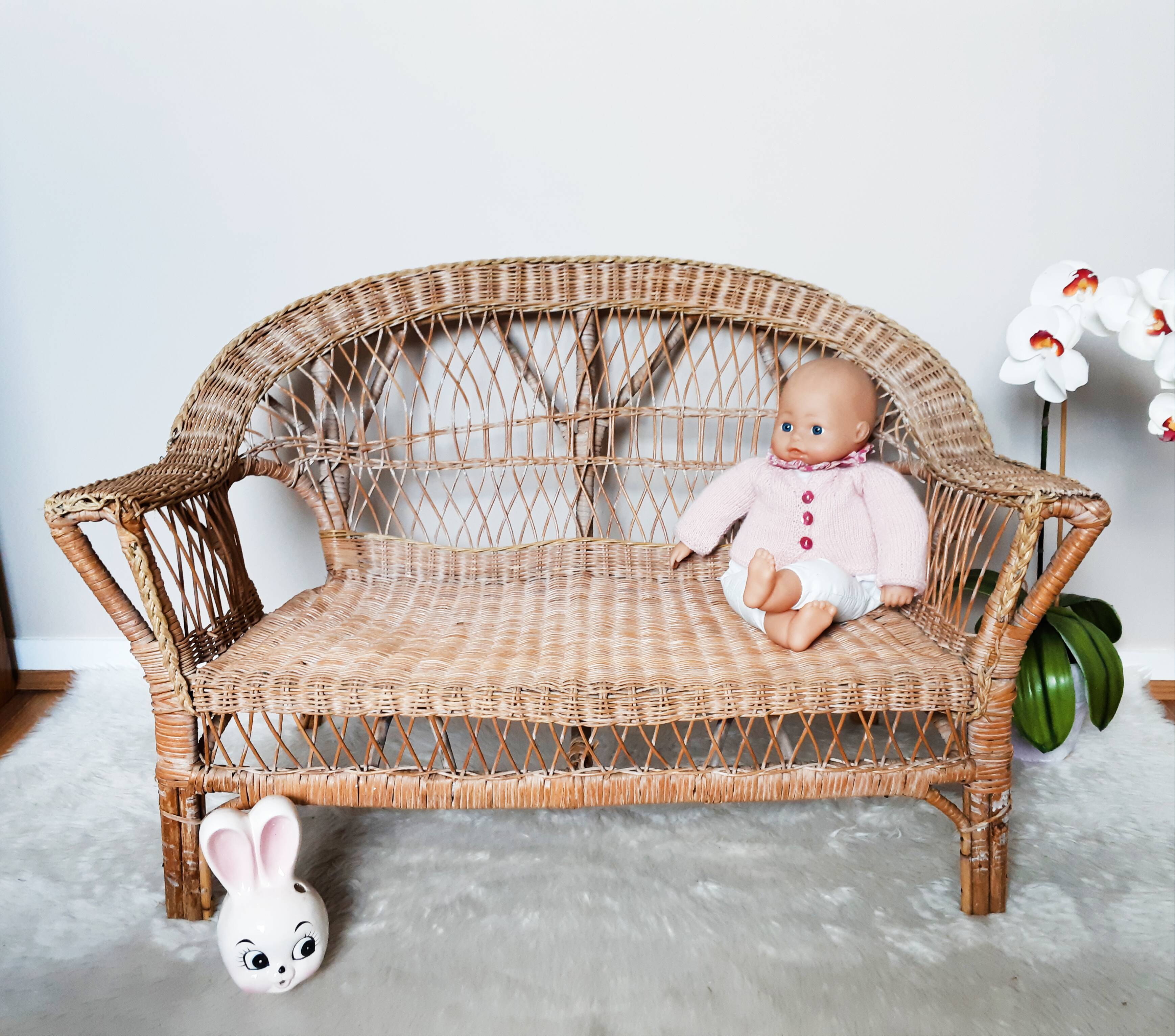 Childrens rattan sofa