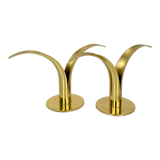 Pair of Lily brass candle holders, Ystad Metall, Sweden, design Ivar Ålenius Björk