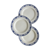 3 assiettes plates en terre de fer Mintons modèle "Greenore"