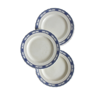 3 assiettes plates en terre de fer Mintons modèle "Greenore"