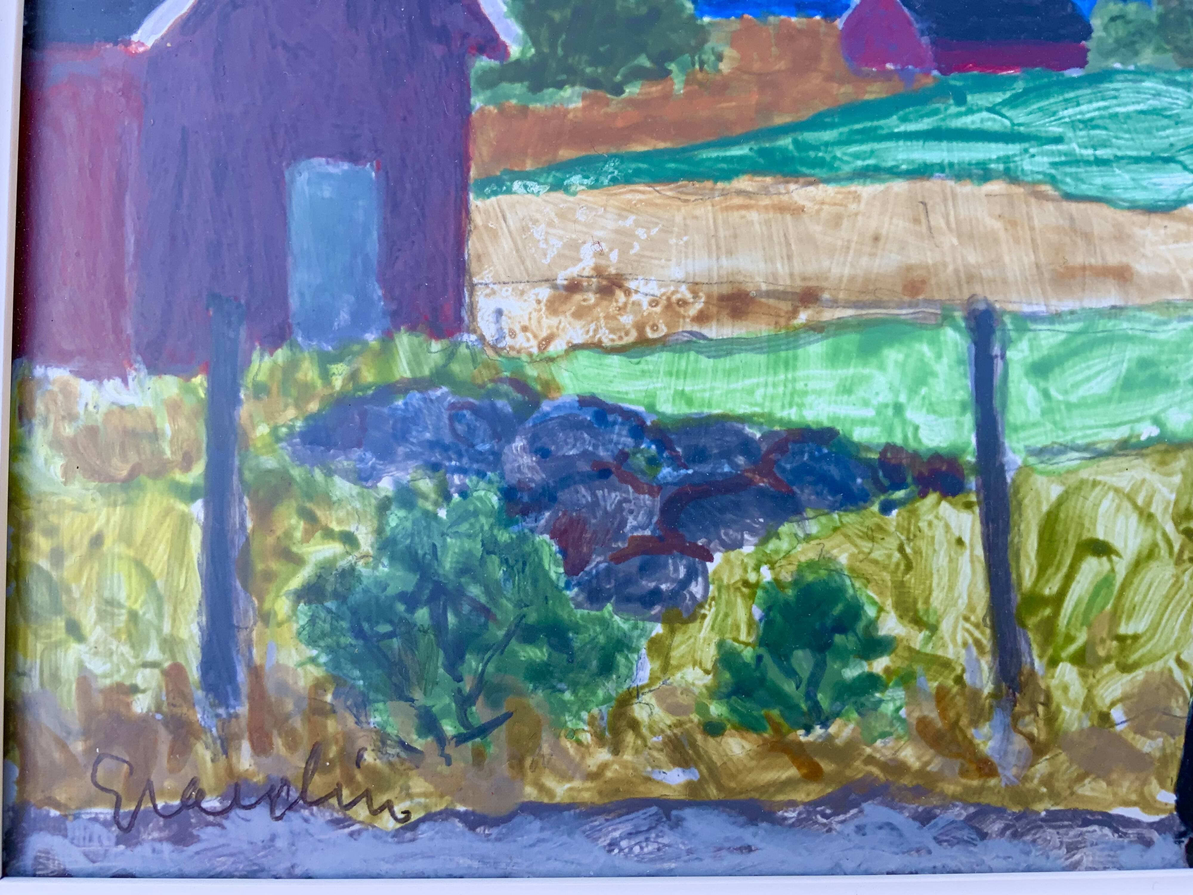Petit tableau vintage Paysage signé par Svan Grandin (1906- 1982)